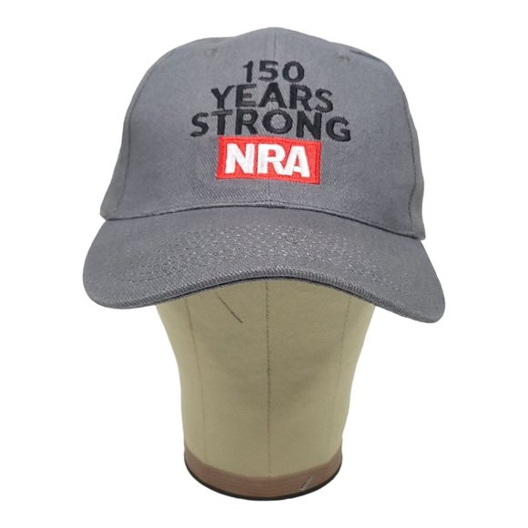 NRA Adult Strapback Cap Trucker Baseball 150 Years Strong Hat 2 Tone Gray - Picture 5 of 12